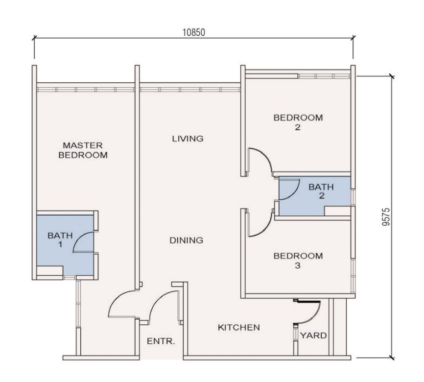 Veranda Residences Type C floor plan, 1,023 sqft, dual key