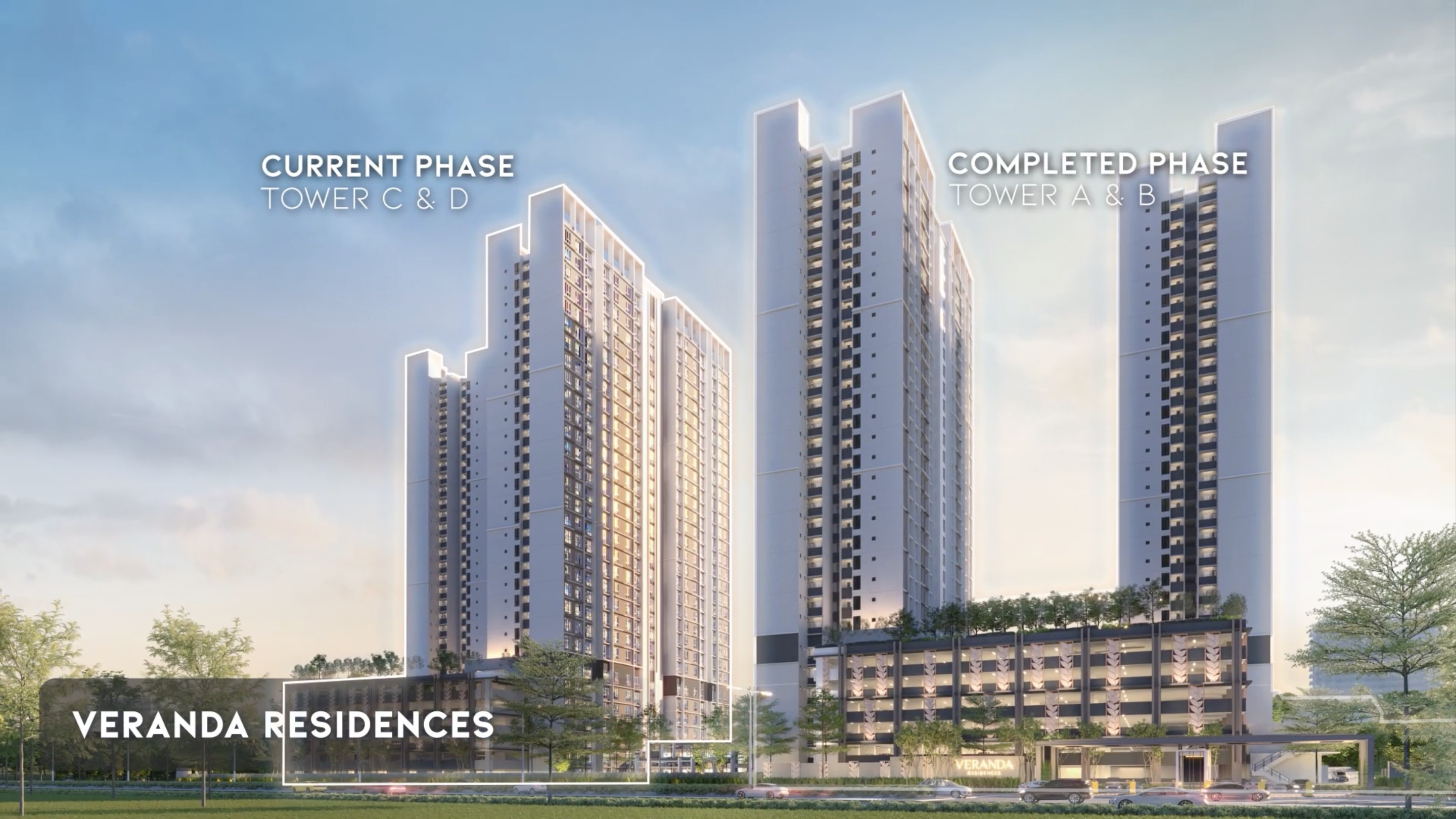 Veranda Residences — current Phase 2 towers C & D alongside completed Phase 1 towers A & B
